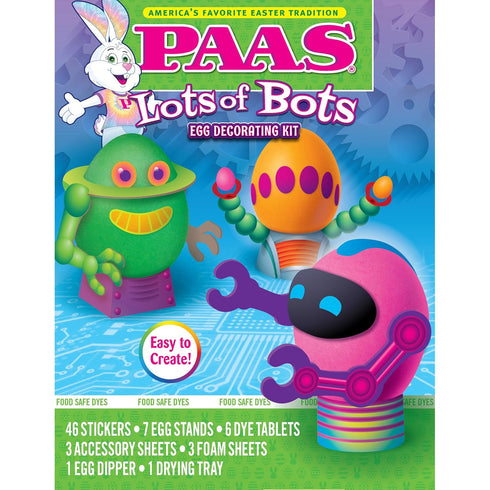 PAAS Lots of Bots Easter Egg Decorating Kit - Create Robot-Themed Eggs