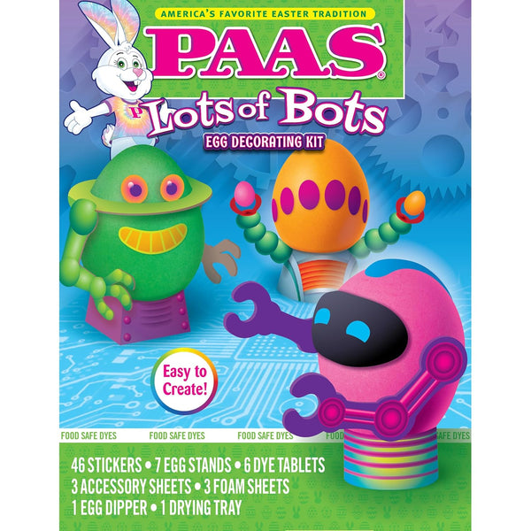 PAAS Lots of Bots Easter Egg Decorating Kit - Create Robot-Themed Eggs