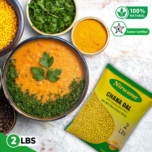 2lb Split Chickpeas (Chana Dal) Premium Quality for Cooking, Soups, Stews & Salads Pantry Staple for Meals Ready to Eat