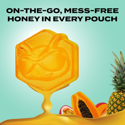 Packs (Pack 10) BEEUP Honey Fruit Snacks With a Teaspoon of Honey in Every Pouch Dye Free, No Corn Syrup Individually