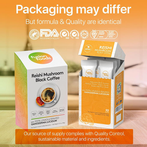 Immune 10 counts fusion foods Reishi Mushroom Black Coffee by fushion foods|Stay Focus Longer, Zero Jitters & Support