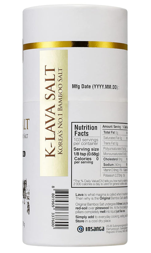 No.1 9x, 2.47 K-LAVA SALTKorea's Bamboo SaltOriginal Crystal, Ounce