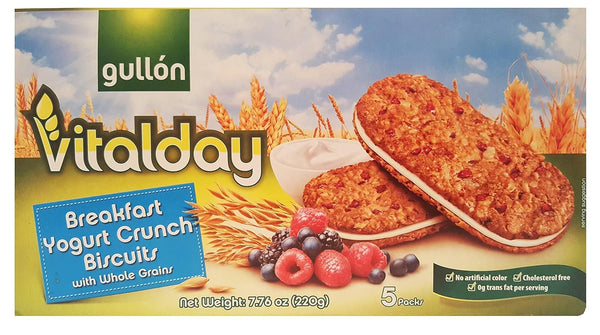 Gullon Tasty Breakfast Yogurt Sandwich Crunch Biscuit Cookies with Whole Grain - 7.76
