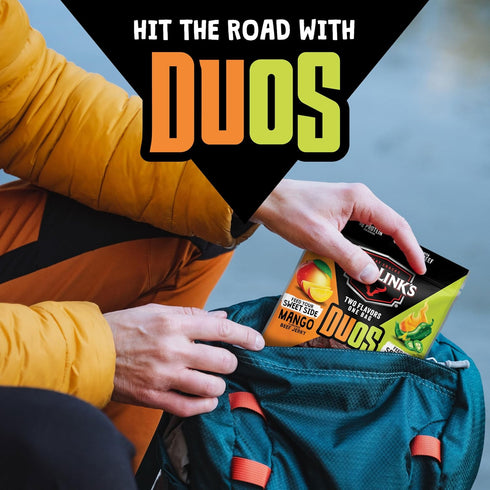(4 Pack) 3.25 oz 9g 100% Jack Link's DUOs Jalapeno and Mango Beef Jerky - Bags - Ready to Eat Protein Snacks - Protein
