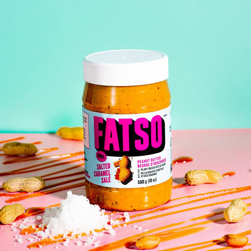 (16oz FATSO Crunchy Salted Caramel Peanut Butter - Natural Nut Spread w/Plant-based Seeds & Superfats - Keto-friendly