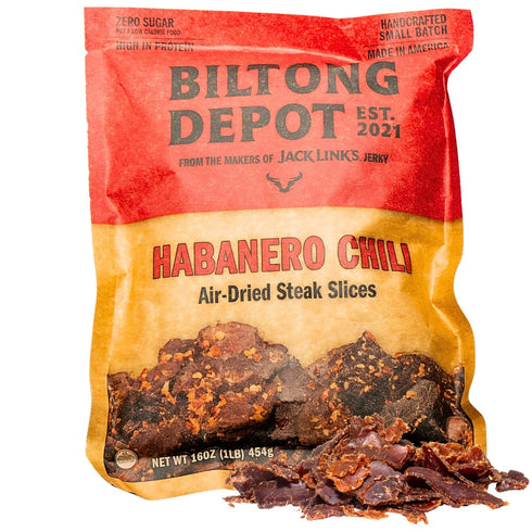 Biltong Depot Habanero Chili Biltong Slices - 1lb (16oz) | Air-Dried Beef