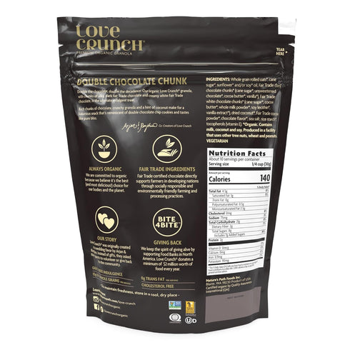11.5 oz (Pack 2), Love Crunch Organic Double Chocolate Chunk Granola, of Non-GMO, Fair Trade, by Nature's Path