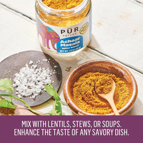 1.8oz PUR Spices Achaar Masala I Indian Pickling Spice I All-Purpose Savory Seasoning Mix and Rub I Made with Chili