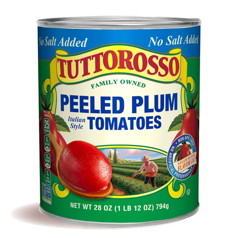 28oz (Pack 2) Tuttorosso No Salt Added Peeled Plum Canned Tomatoes, Cans