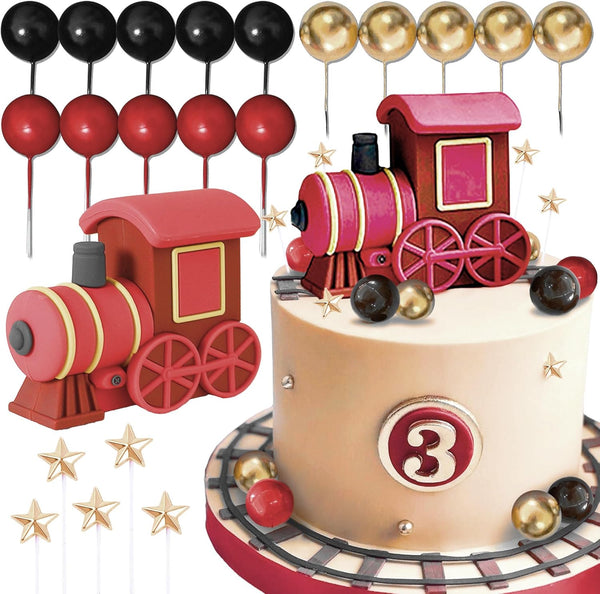 JeVenis Christmas Train Cake Decoration Train Cake Topper Train Theme Birthday Decorations