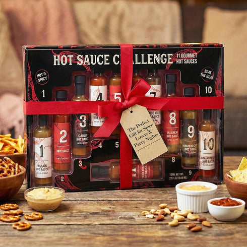 11 Pack Set Set Bottle Hot Sauce Variety Spice with Habanero, Chipotle, Garlic Sauce & More Gourmet Sauces for Tasting