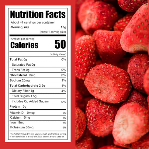 16 Oz Frozen Freeze-Dried Whole Strawberries - Dehydrated Fruit - No Sugar Added, No Additives - Premium Natural
