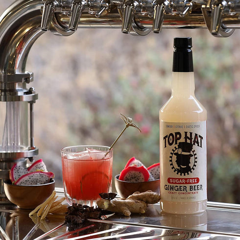 32 32oz Top Hat Keto Sugar Free Diet Ginger Beer Syrup - Made with Organic Monk Fruit Zero Sugar Ginger Syrup for Soda