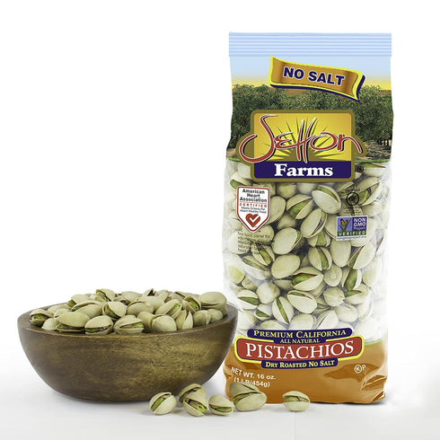 Setton 1 (16 Farms Dry Roasted and Unsalted Pistachios, Premium California In Shell Pistachios No Salt, pound Bag