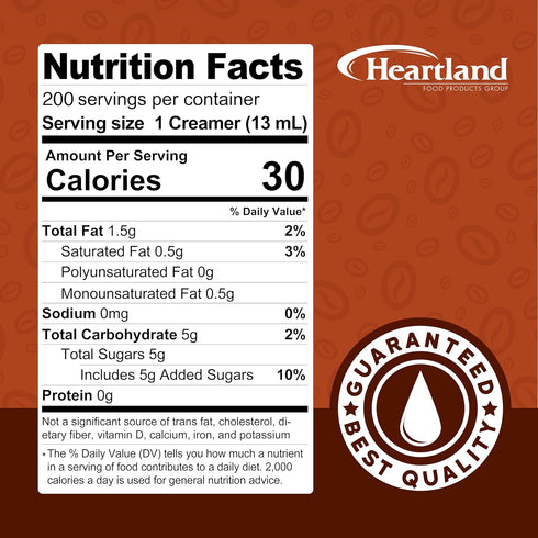 HEARTLAND 200 Non Dairy Liquid Coffee Creamer, Hazelnut, Single Serve Cups, Shelf Stable, No Refrigeration