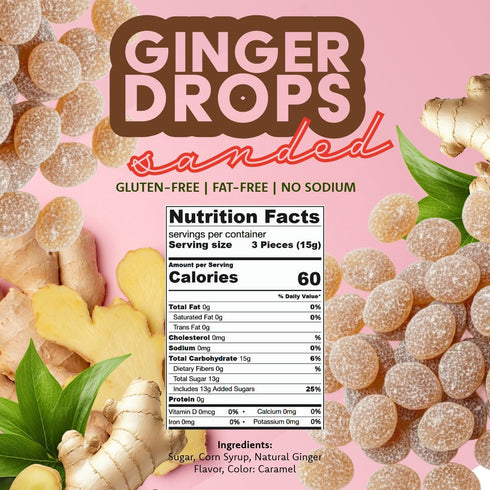3 SweetGourmet Natural Sanded Ginger Drops, Old-Fashioned Hard Candy, Bold Spicy Flavor, Sugar-Coated, Pound Bulk Bag