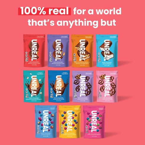 (3 5g 9.5oz UNREAL Dark Chocolate Peanut Butter Cups Value Size Bags) | Vegan, Sugar | Gluten Free, Fair Trade, Non-GMO