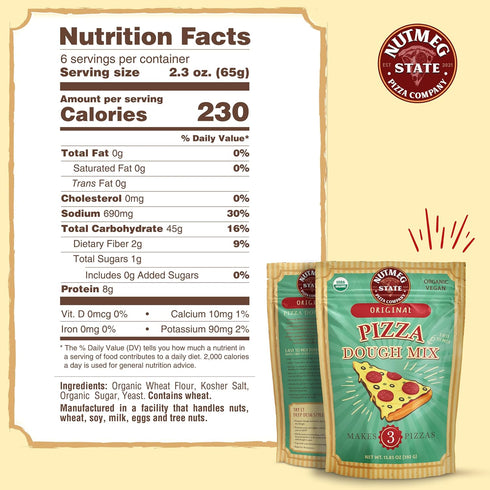 Nutmeg State Pizza Company 3 Organic Pizza Dough Mix - Makes Crusts for Homemade Pizzas