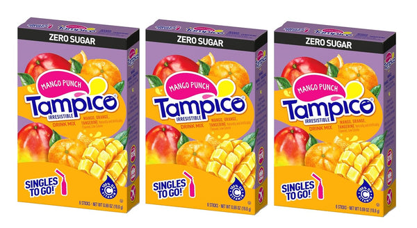 Tampico Singles To Go Drink Mix Packets, Mango Punch, 100% DV of