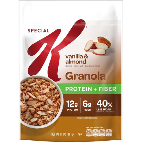 11oz (1 Kelloggs Special K Granola, Protein Granola, Fiber Snacks, Vanilla and Almond, Bag Bag)