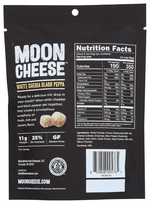 2 OZ MOON CHEESE White Cheddar Black Pepper Cheese Snack