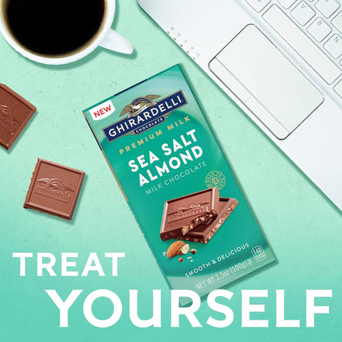 3.5 oz GHIRARDELLI Premium Milk Sea Salt Almond Milk Chocolate Bar