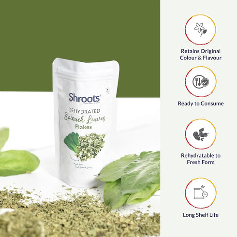 (30g 1.05 oz, Pack 1) SHROOTS Dehydrated Spinach Leaves Air Dried Dehydrated Vegetable, Gluten Free, Vegan, Shredded