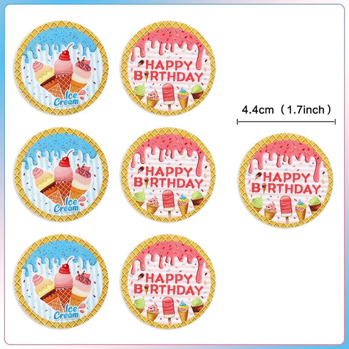 40 Pack Edible Ice Cream Cupcake Toppers - Ercadio Birthday Party Decorations for Kids Summer Theme