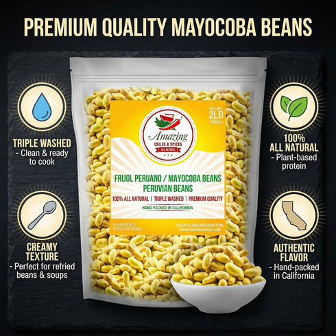2 LB 100% Canary (Peruvian) Beans Bag, - Frijol Peruano - Mayocoba Beans, All Natural, Premium Quality. Triple Washed.