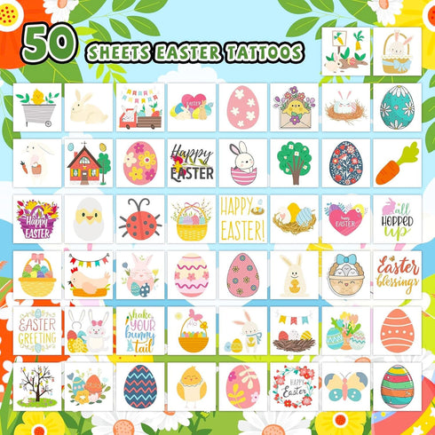 Platinum Series Set 60 Bulk Easter Eggs & Basket - Easter Hunt Bundle of Fillable Plastic Eggs, Tattoos, Candy Money