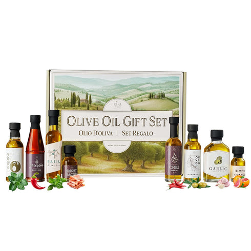 Set 8 Kiri & Sons Olive Oil Gourmet Sampler Gift of - Premium Extra-Virgin Olive Oil Made In Spain, Natural Flavors