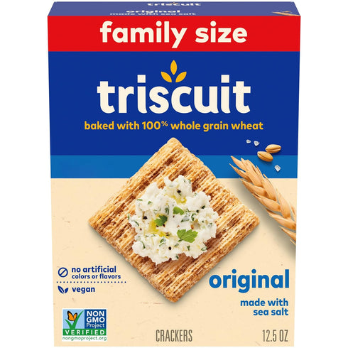 Triscuit Original Whole Grain Wheat Crackers, Vegan Crackers, Healthy Snacks, Lunch Snacks,