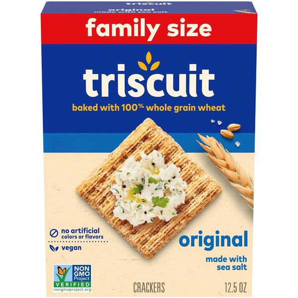 Triscuit Original Whole Grain Wheat Crackers, Vegan Crackers, Healthy Snacks, Lunch Snacks,