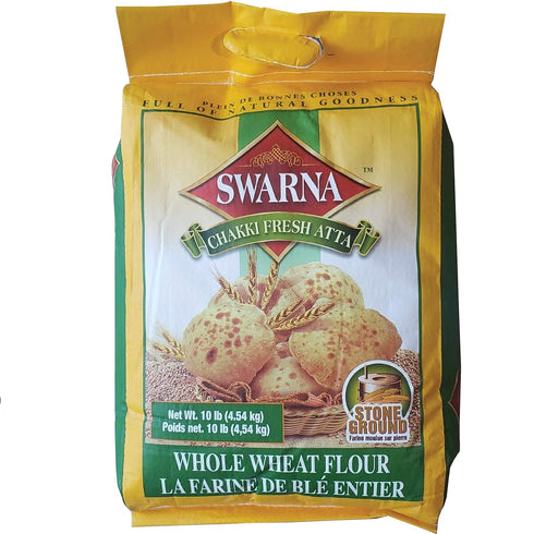 Swarna Chakki Atta Whole Wheat Flour 100% Vegetarian, Natural and Hygienic (10lb)