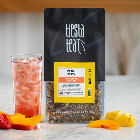 200 16 oz Tiesta Tea - Peach Party, Peach Hibiscus Herbal Tea, Premium Loose Leaf Tea Blend, Non-Caffeinated Fruit Tea