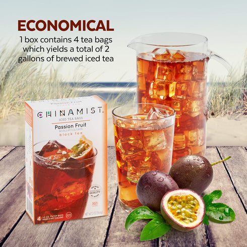 1/2 4 China Mist Iced Tea Passion Fruit Black Tea Infusion Refreshing and Delicious Each Tea Bag Yields Gallon bags