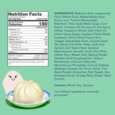 SpicesFrozen (10oz) Laoban DumplingsChinese Style Pork BBQ Bao BunsMade with Berkshire Heritage Pork, Chinese BBQ Meals