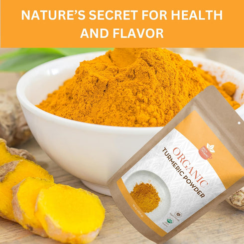 SPICY ORGANIC Turmeric Root Powder – 16 oz. – High Curcumin Non-GMO Spice for Cooking and Skin Care