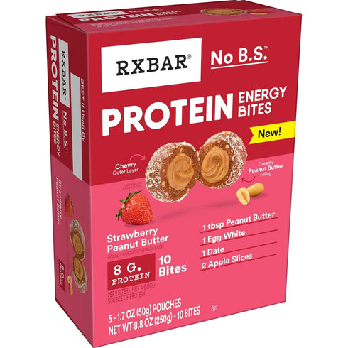 (60 RXBAR Protein Energy Bites, Gluten Free Energy Snacks, Protein Snacks, Strawberry Peanut Butter Bites)