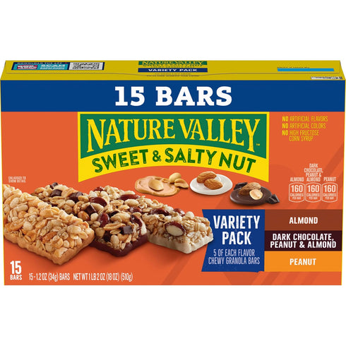 Pack, 15 18 oz Nature Valley Sweet and Salty Nut Granola Bars, Variety Bars