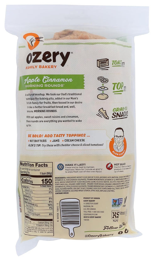 OZERY 12.7 OZ BAKERY Morning Rounds Apple Cinnamon Pita