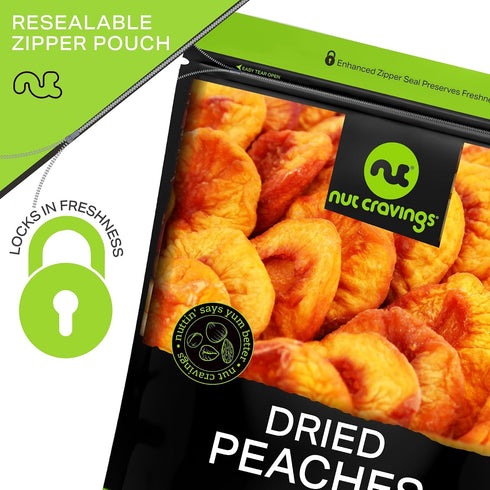 (8oz, 1 Pack) NUT CRAVINGS - Dried California Peaches, No Sugar Added, Unsweetened Sweet Healthy Snack, Vegan, Kosher