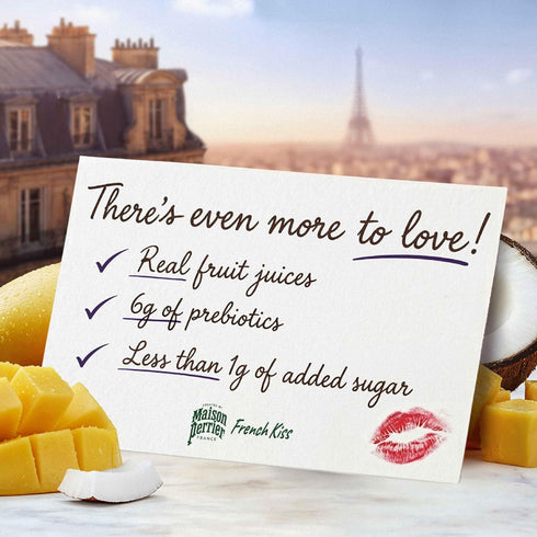 24Pk Maison Perrier French Kiss Sweetened Sparkling Juice Beverage, Mango & Coconut Flavors With Real Fruit Juices