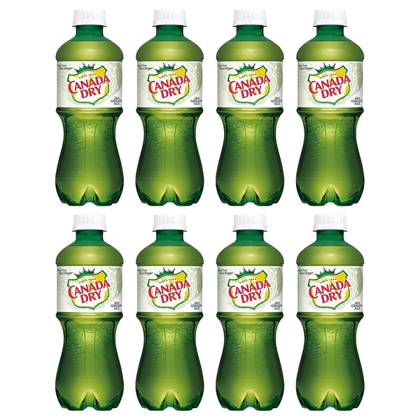 BEEQ (Pack of 8) Canada Dry Zero Sugar Ginger Ale Soda, 20-oz.