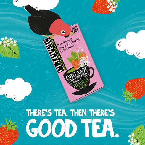 Clipper Tea Strawberry & Elderflower Herbal Tea, Caffeine Free, USDA Organic, 20 Tea Bags