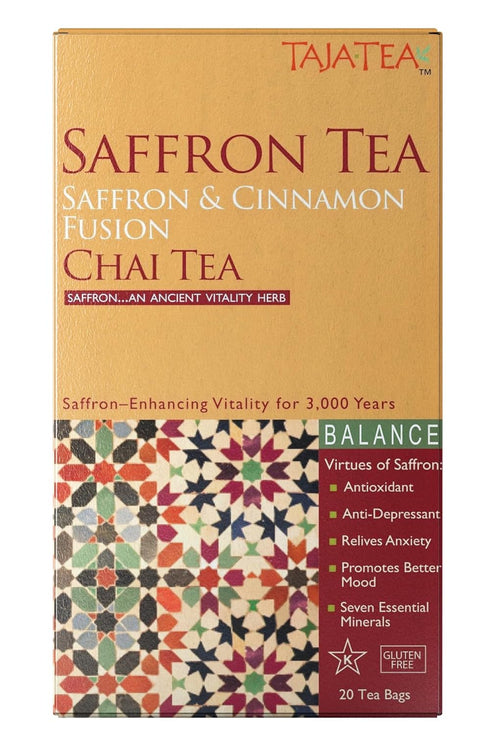 Taja Saffron Tea - Saffron & Cinnamon Fusion Chai, Balanced Wellness Blend