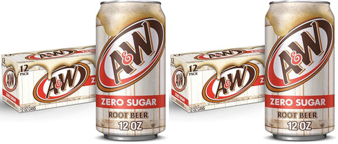 A&W Zero Sugar Root Beer Soda, 12 fl. oz. Cans, 12 Pack