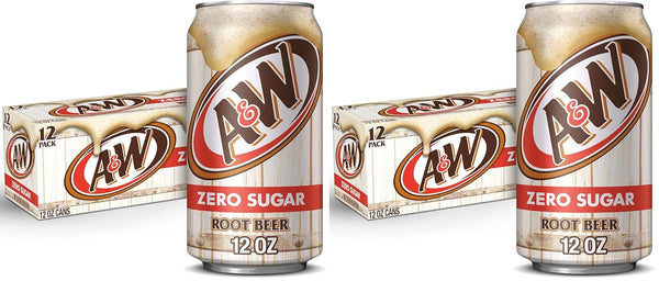 A&W Zero Sugar Root Beer Soda, 12 fl. oz. Cans, 12 Pack