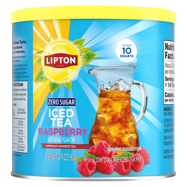 Lipton Diet Raspberry Sugar Free Iced Tea Mix, 2.6 OZ (Pack of