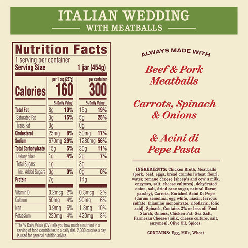 16oz Pack 6 Rao's Homemade | Italian Wedding Soup | |